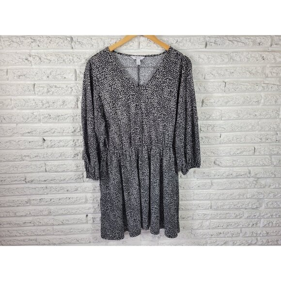 Nine West Womens Dress Extra Large Mini Fit Flare Black Animal Print ANI45E - Picture 1 of 11